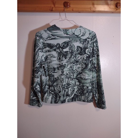 Aloha From Deer Unisex M Green Long Sleeve Sweater Allover Graphic Streetwear - Picture 7 of 10